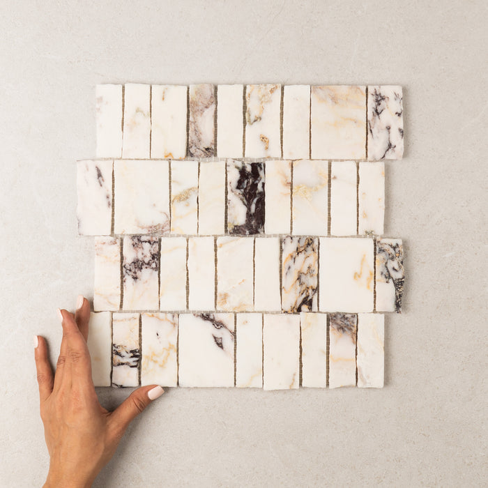 Viola Split Edge Marble Mosaic | Honed Natural Stone