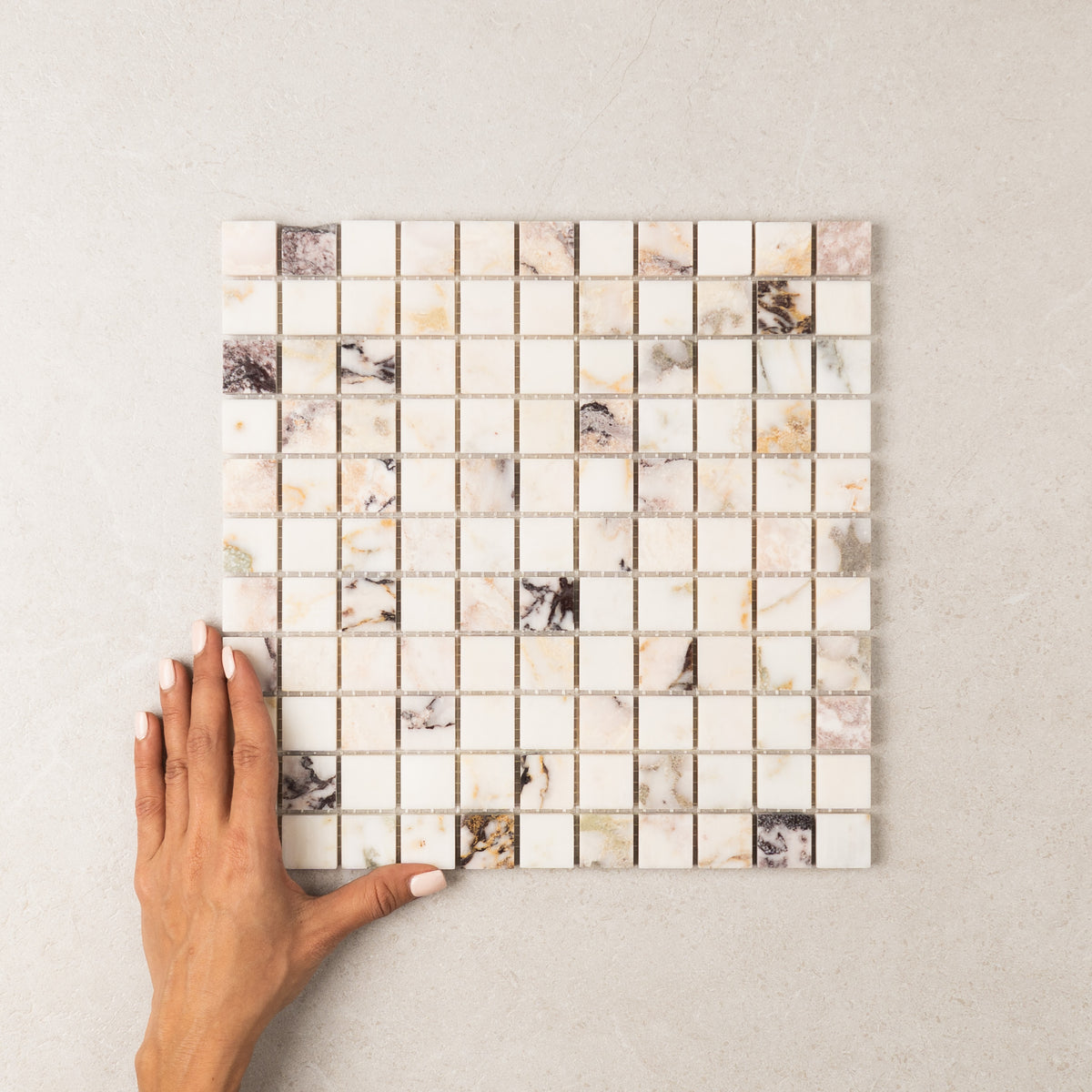 Viola Square Marble Tile & Mosaic | Tumbled & Honed Natural Stone