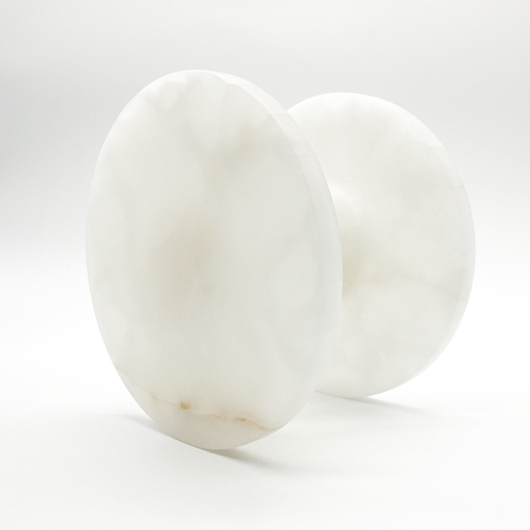 Stone Circular Front Door Entry Pull in White Onyx | Zephra