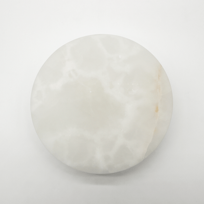 Stone Circular Front Door Entry Pull in White Onyx | Zephra #Finish_White Onyx