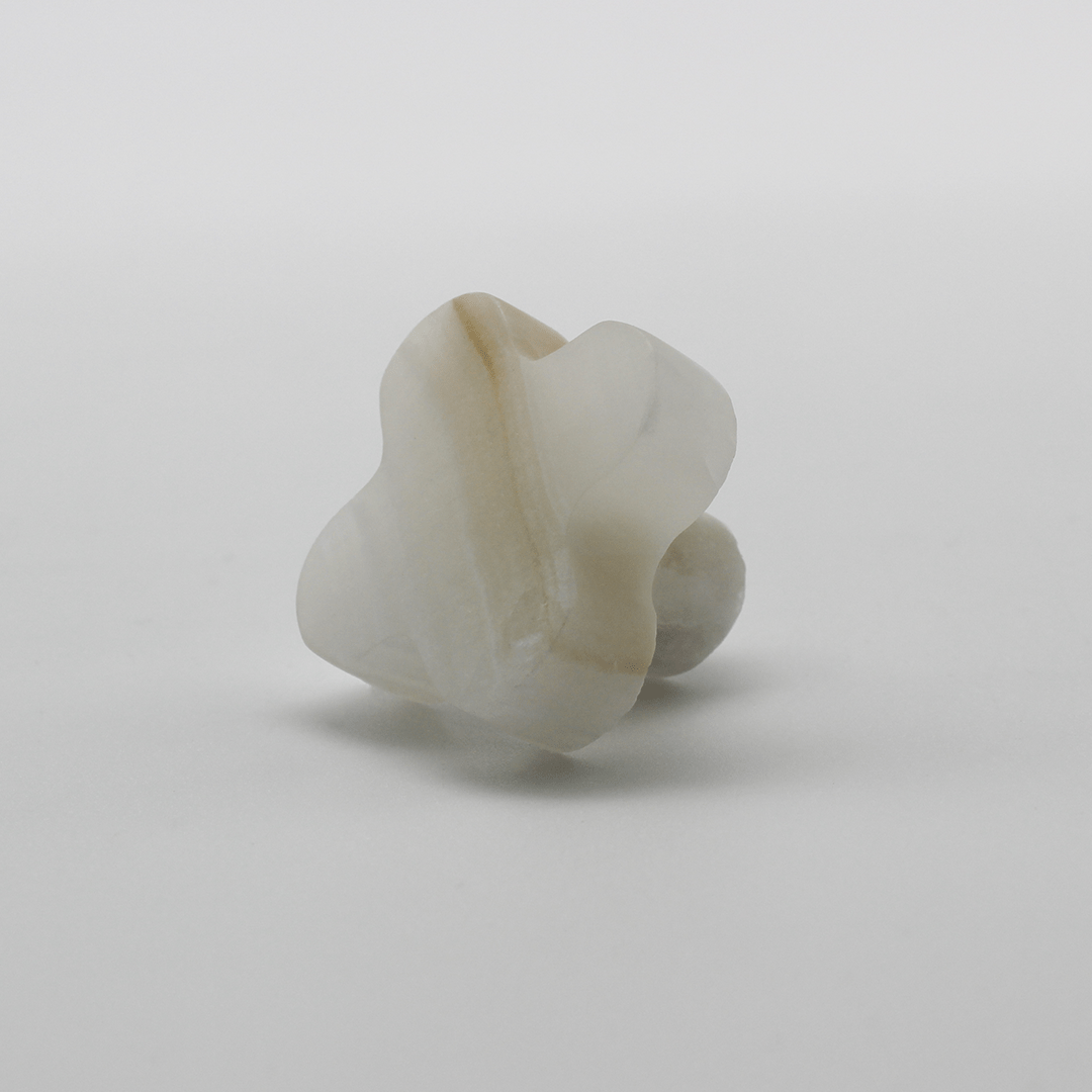 Stone Clover Cabinet Knob in White Onyx | Zephra