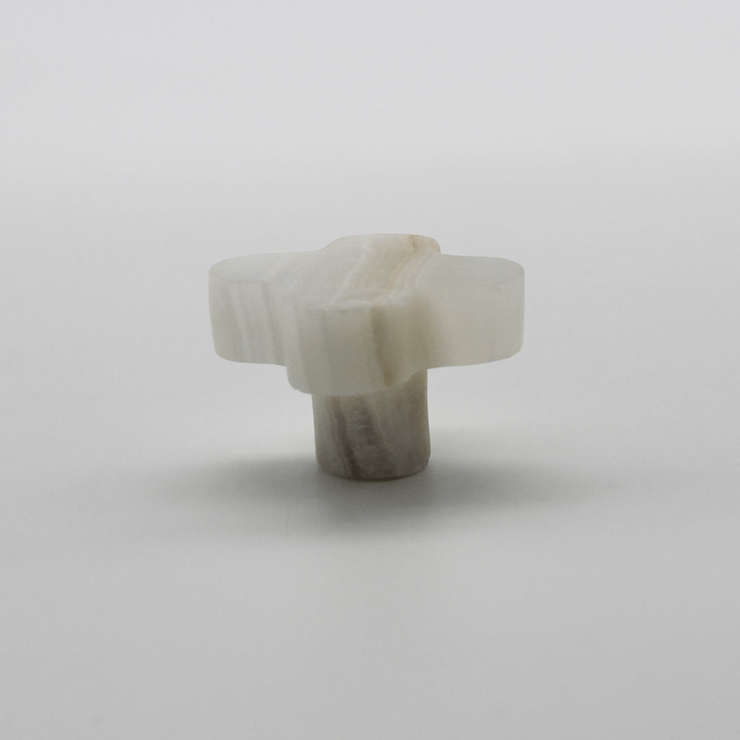 Stone Clover Cabinet Knob in White Onyx | Zephra