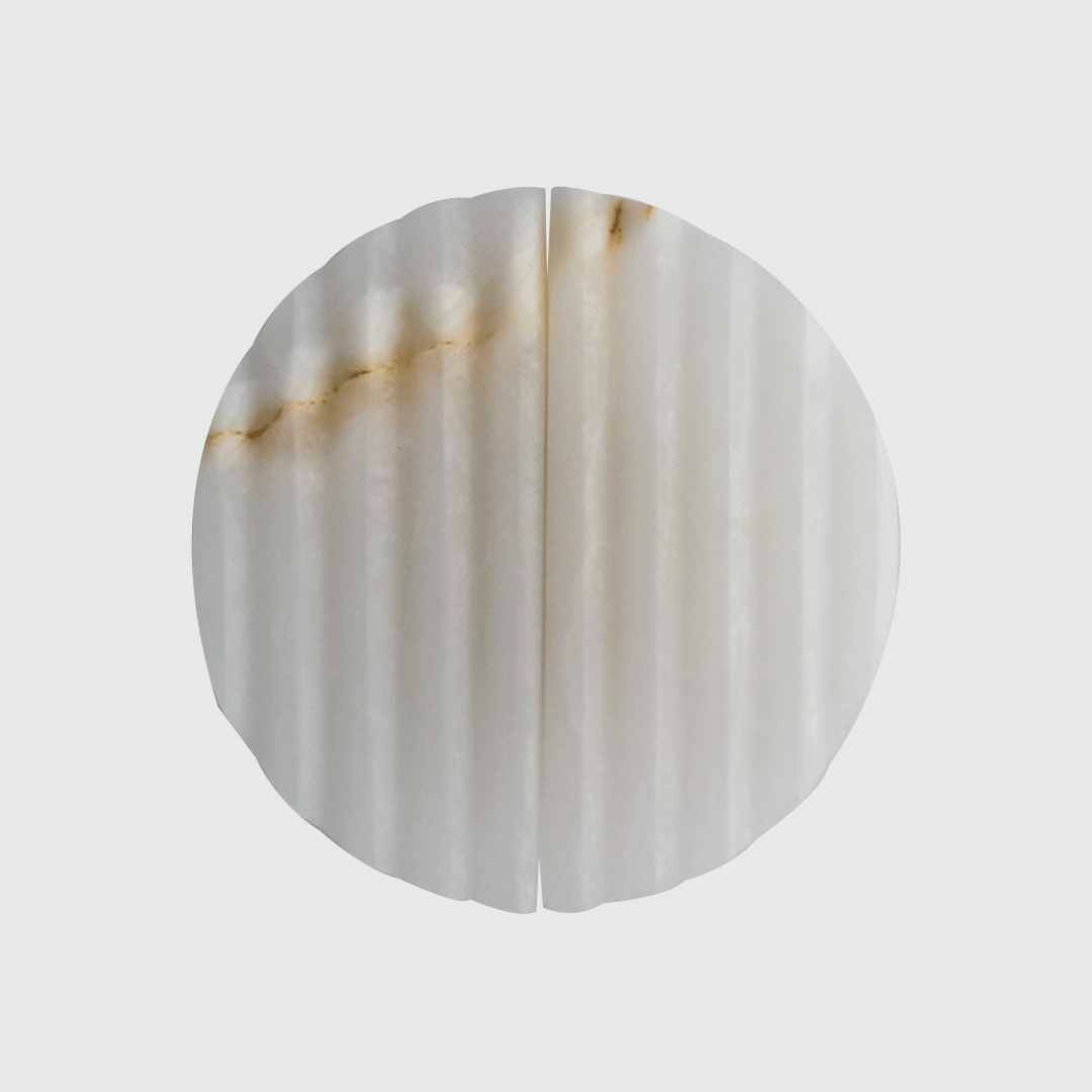 White Onyx - Stone Fluted Circular Cabinet Pull