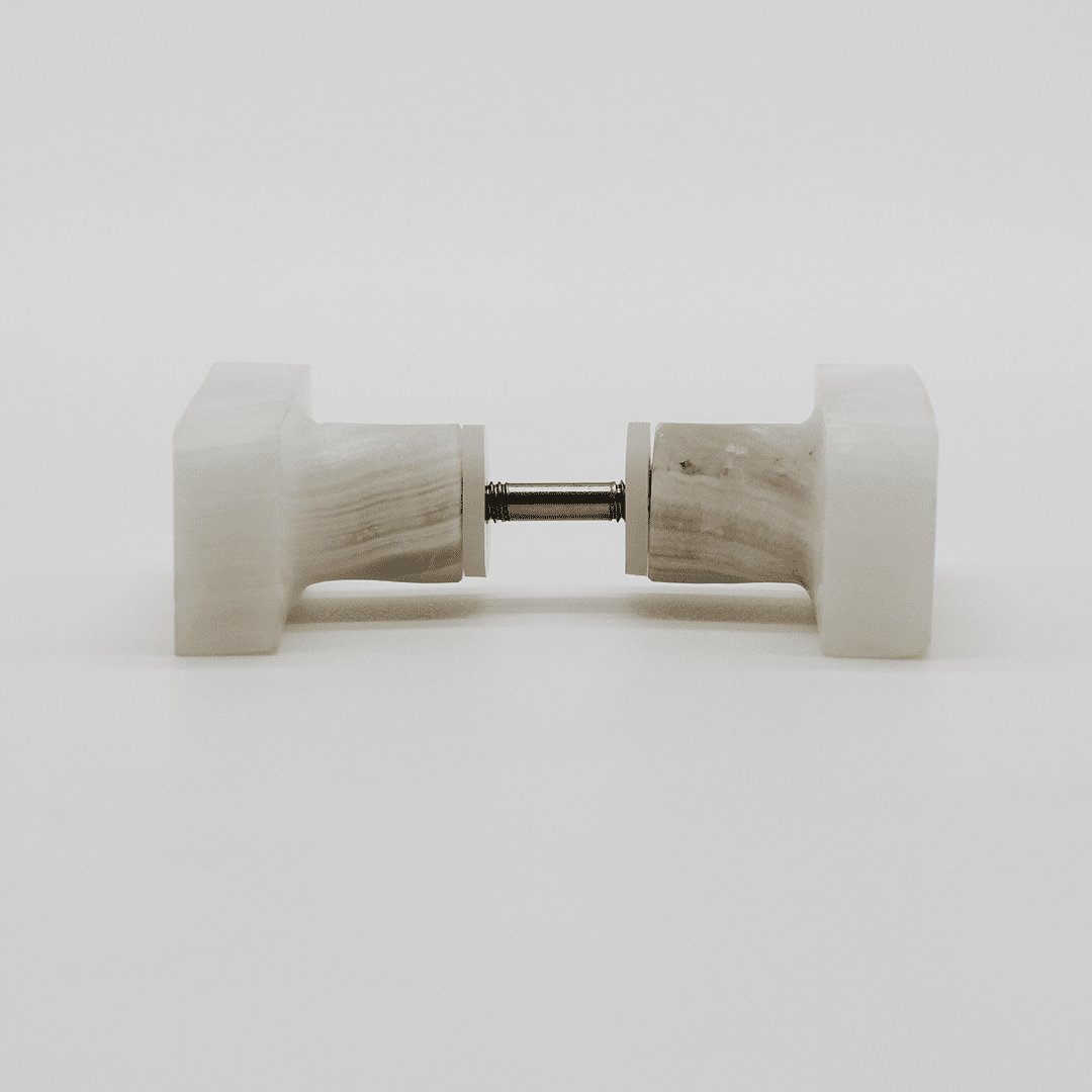 Stone Rectangular Shower Screen Knob in White Onyx | Zephra