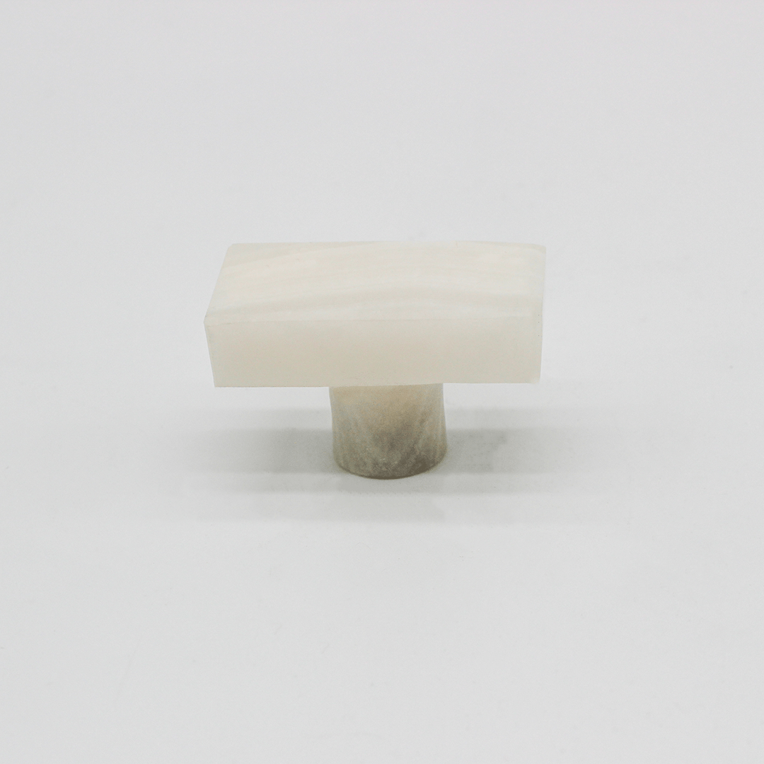 Stone Rectangular Cabinet Knob in White Onyx | Zephra