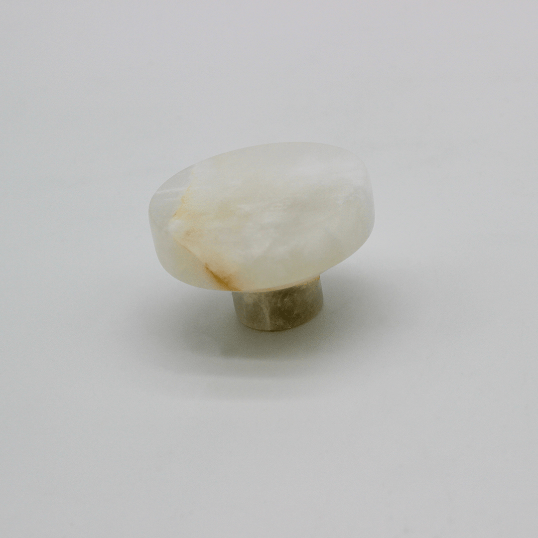 Stone Round Shower Screen Knob in White Onyx | Zephra