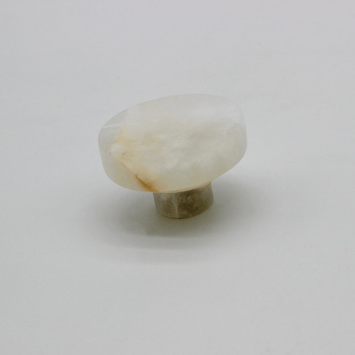 Stone Round Cabinet Knob in White Onyx | Zephra #Finish_White Onyx