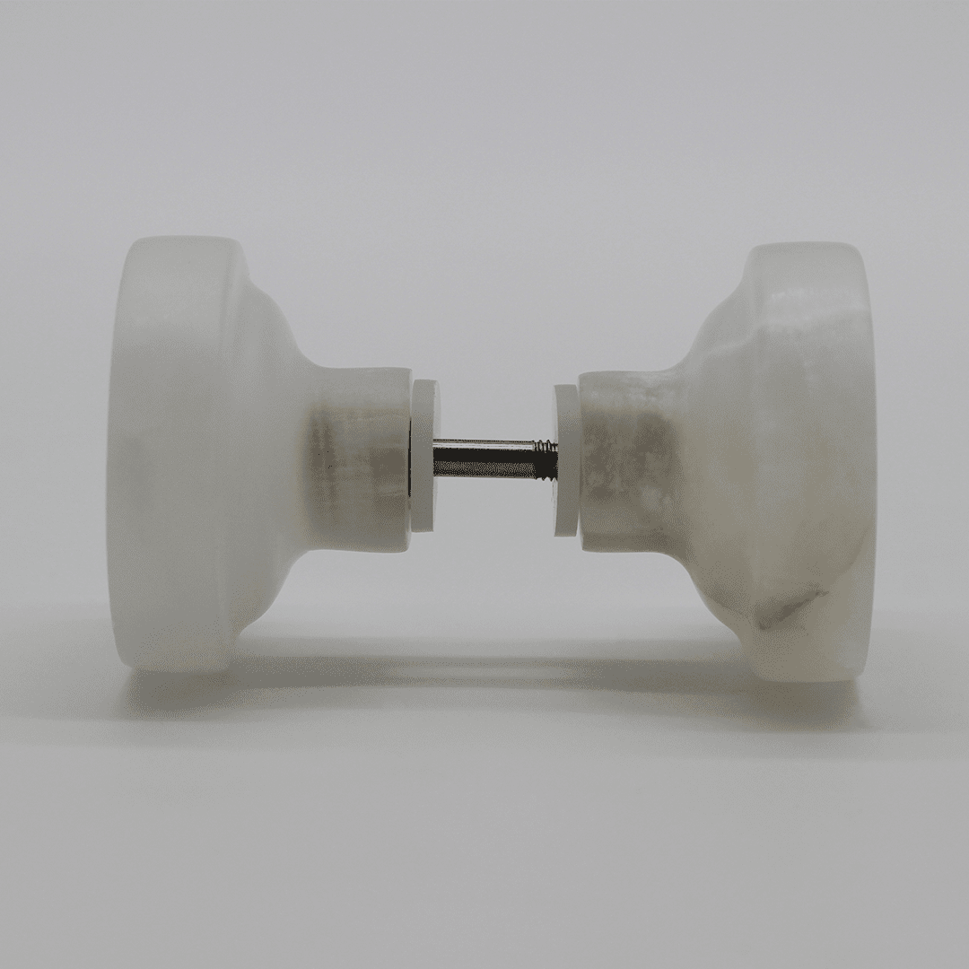 Stone Round Shower Screen Knob in White Onyx | Zephra