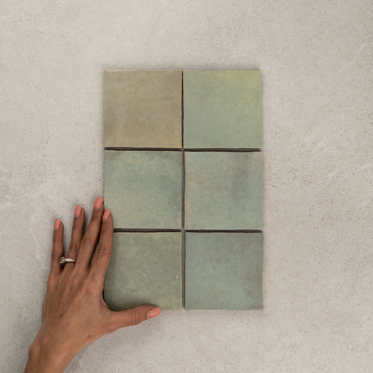 Zellige Italian Wall Tile in Salvia, Gloss finish