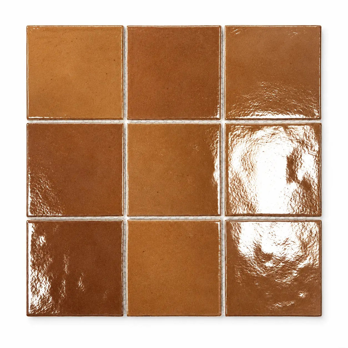 Zellige Square Gloss Porcelain Mosaic Tile in Terracotta
